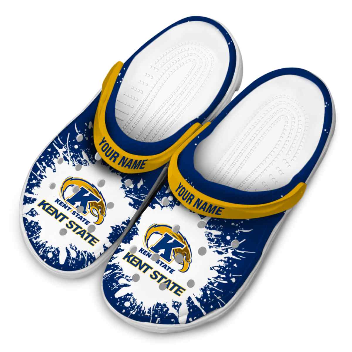 Merchidea Kent State Golden Flashes NCAA Sport Crocs Crocband Clogs Shoes Comfortable For Men Women and Kids