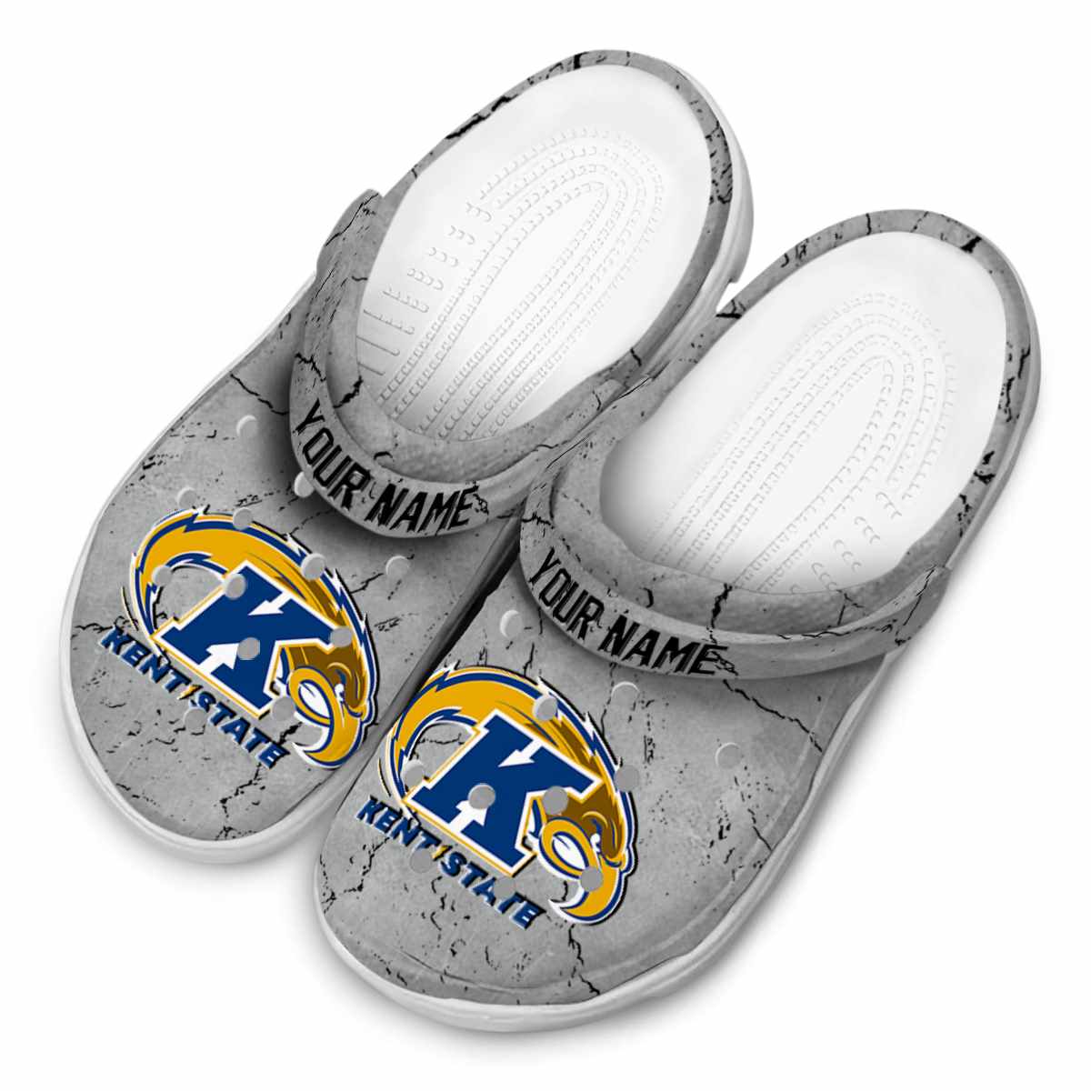 Merchidea Kent State Golden Flashes NCAA Sport Crocs Crocband Clogs Shoes Comfortable For Men Women and Kids