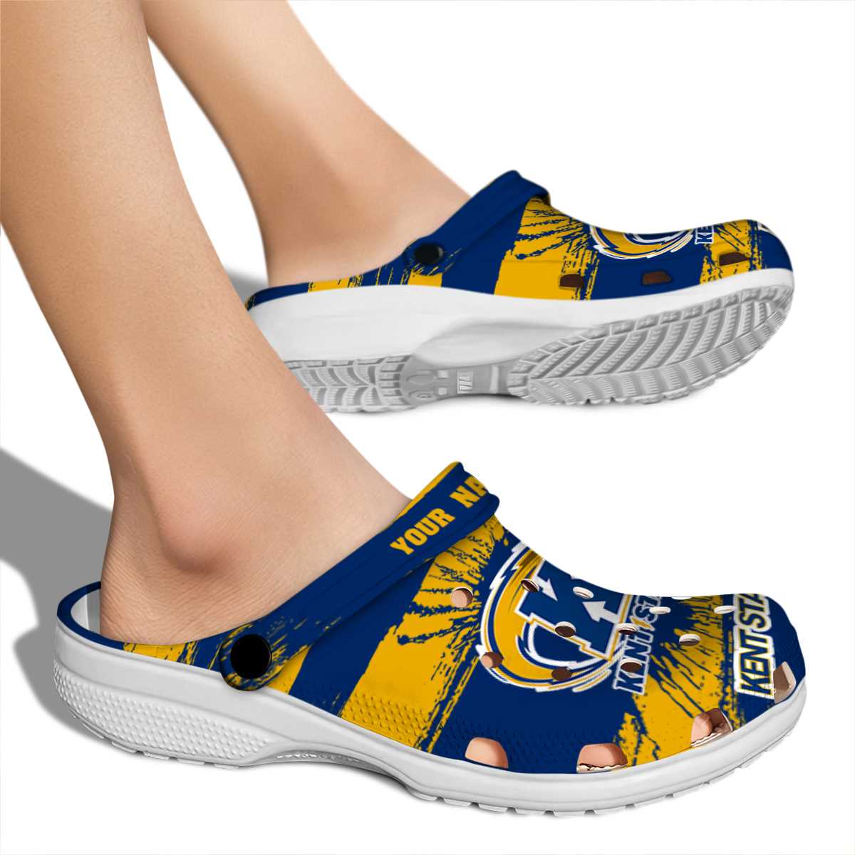 Merchidea Kent State Golden Flashes NCAA Sport Crocs Crocband Clogs Shoes Comfortable For Men Women and Kids