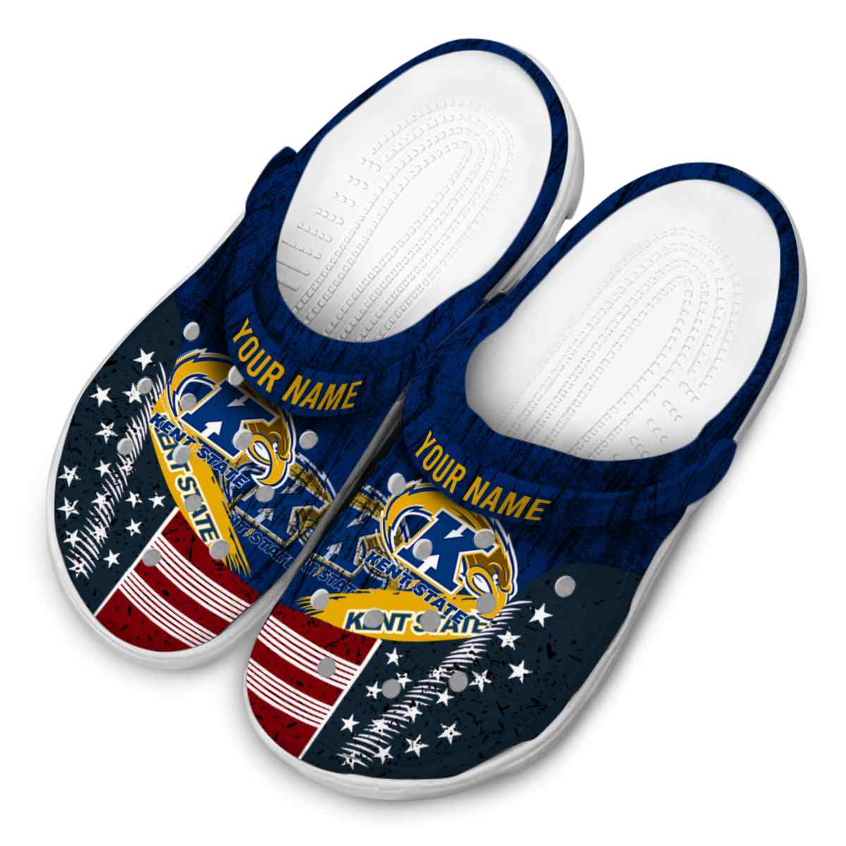 Merchidea Kent State Golden Flashes NCAA Sport Crocs Crocband Clogs Shoes Comfortable For Men Women and Kids