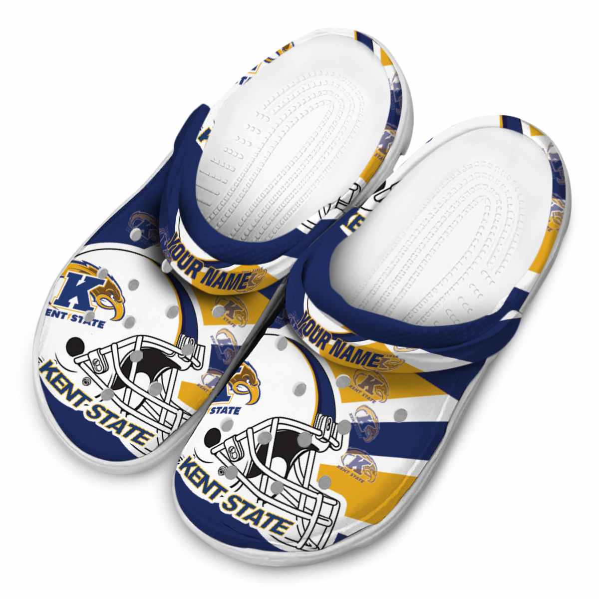 Merchidea Kent State Golden Flashes NCAA Sport Crocs Crocband Clogs Shoes Comfortable For Men Women and Kids