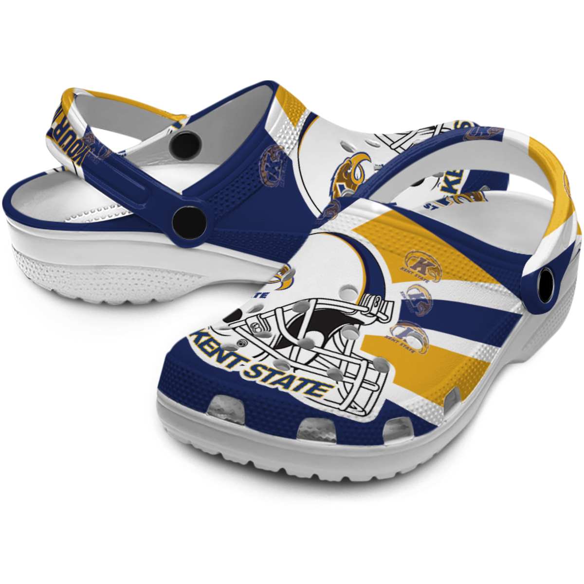 Merchidea Kent State Golden Flashes NCAA Sport Crocs Crocband Clogs Shoes Comfortable For Men Women and Kids
