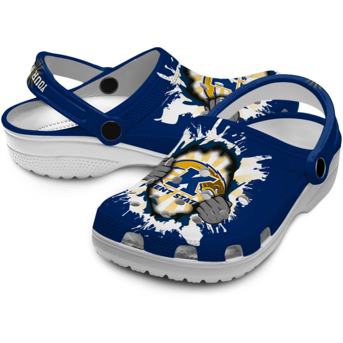 Merchidea Kent State Golden Flashes NCAA Sport Crocs Crocband Clogs Shoes Comfortable For Men Women and Kids