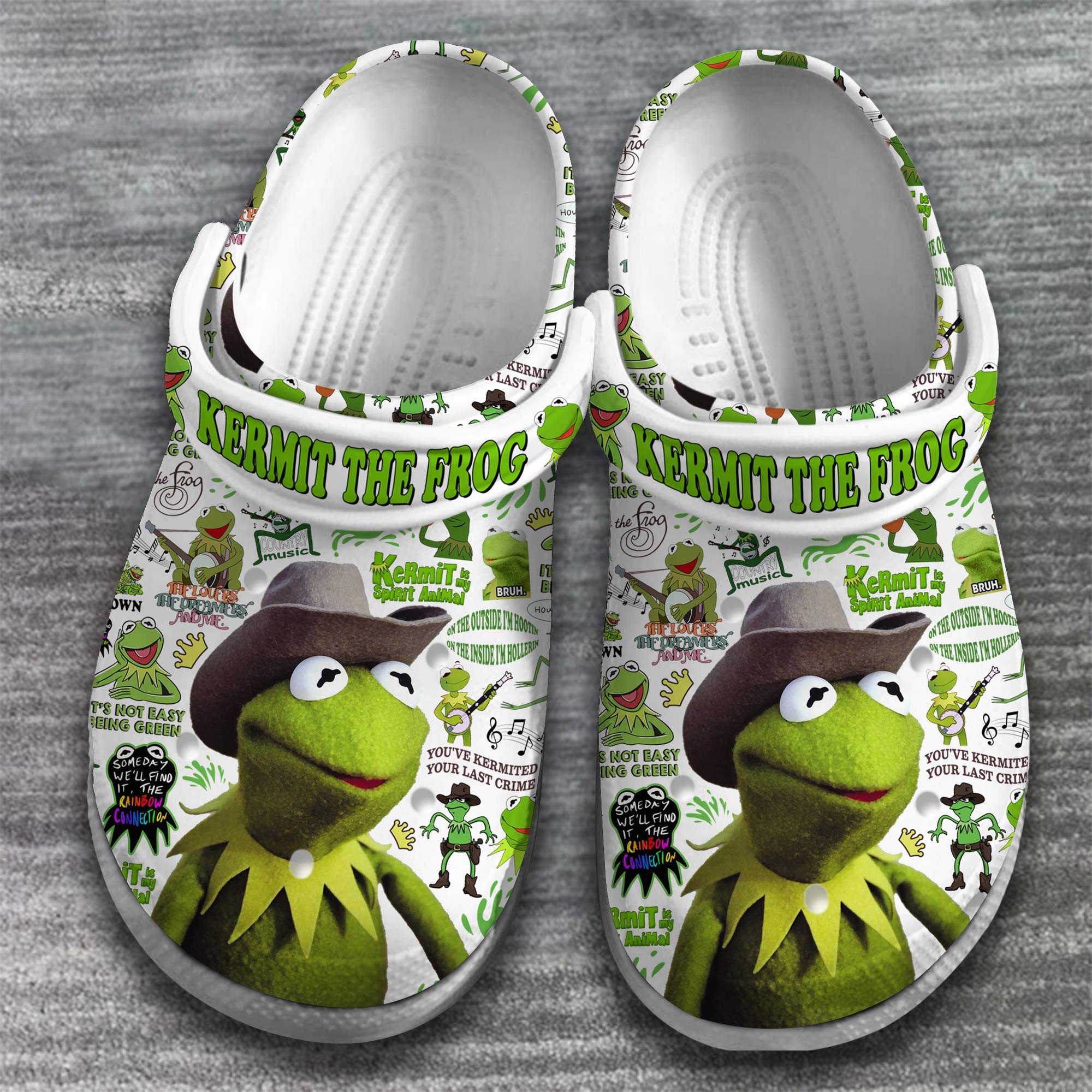Merchidea Kermit The Frog Cartoon Crocs Crocband Clogs Shoes Comfortable For Men Women and Kids