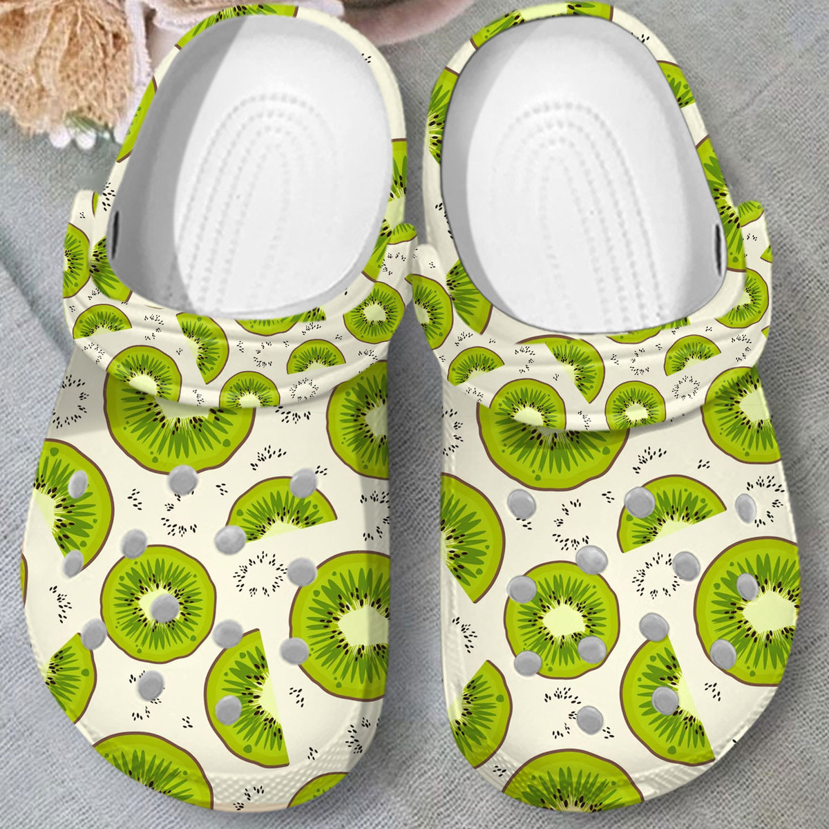 Merchidea Kiwi Fruit Crocs Crocband Clogs Shoes Comfortable For Men Women and Kids