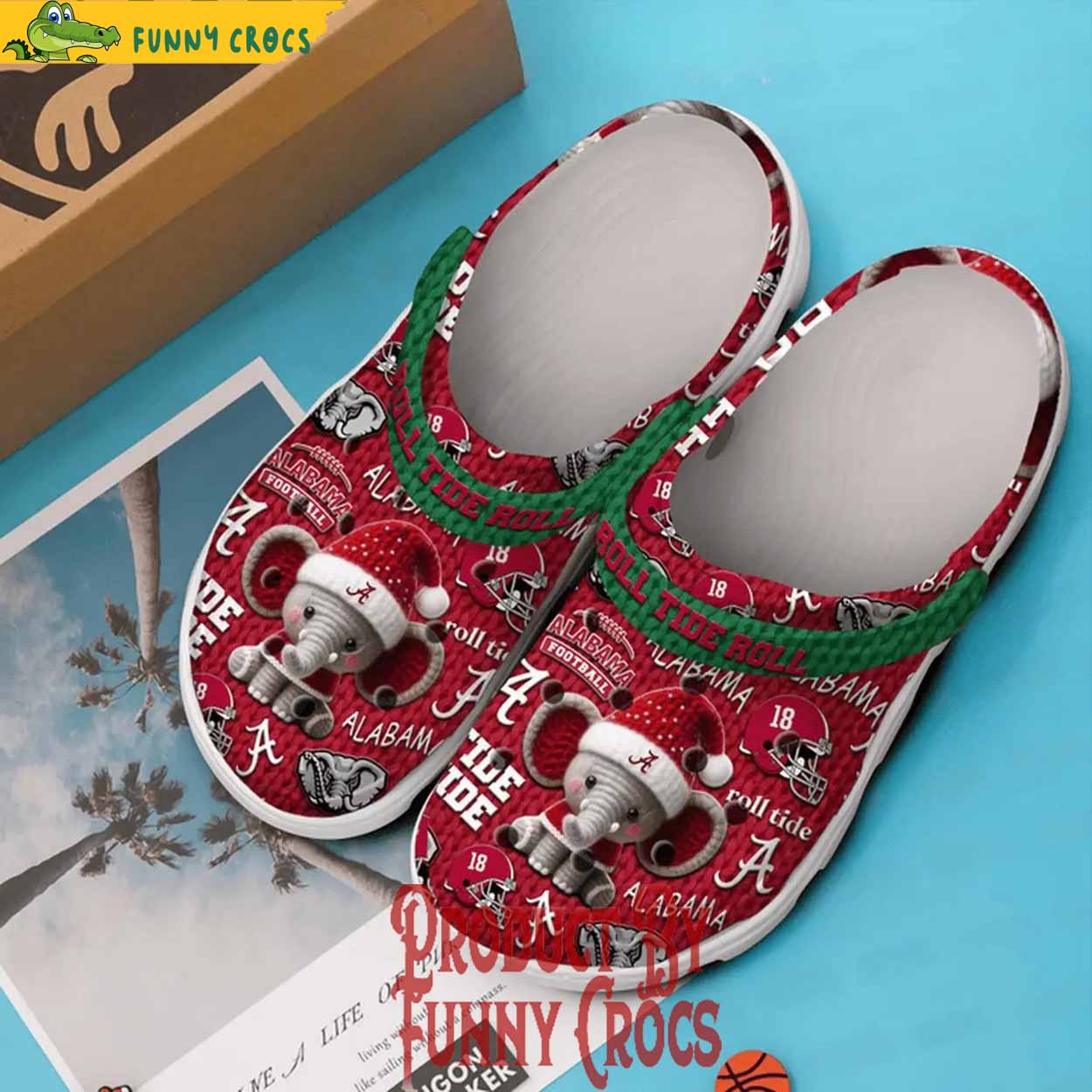 Merchidea Knit Effect Alabama Crimson Tide Sport NCAA Crocs Crocband Clogs Shoes Comfortable For Men Women and Kids