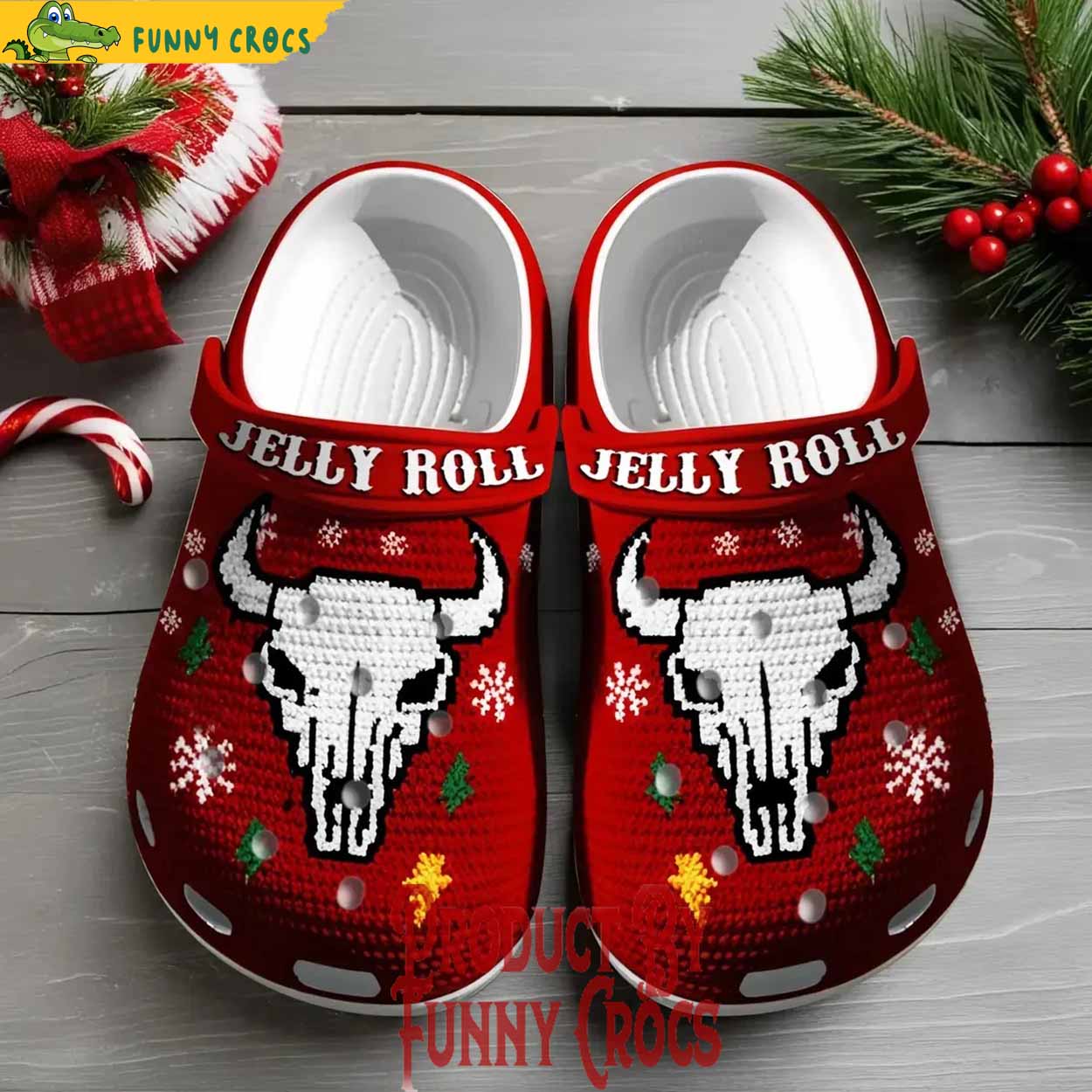 Merchidea Knit Effect Jelly Roll Music Christmas Crocs Crocband Clogs Shoes Comfortable For Men Women and Kids