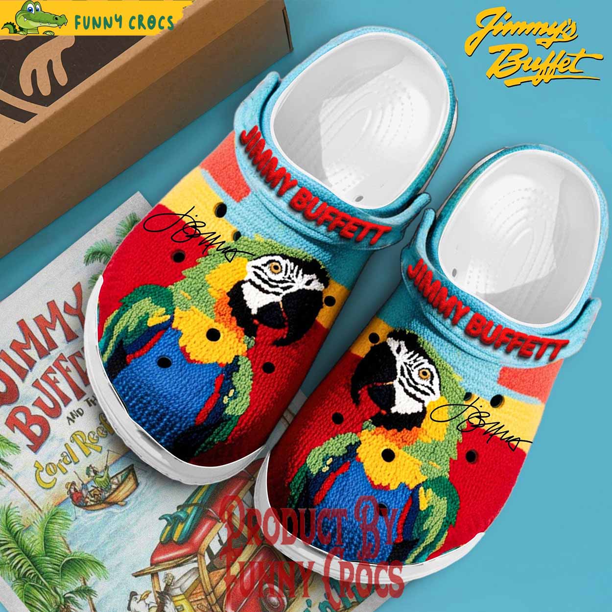 Merchidea Knit Effect Jimmy Buffett Music Christmas Crocs Crocband Clogs Shoes Comfortable For Men Women and Kids