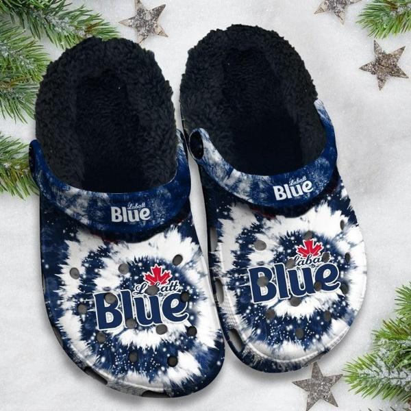 Merchidea Labatt Blue Beer Crocs Crocband Fleece Lined Clogs Shoes Comfortable For Men Women and Kids In Winter