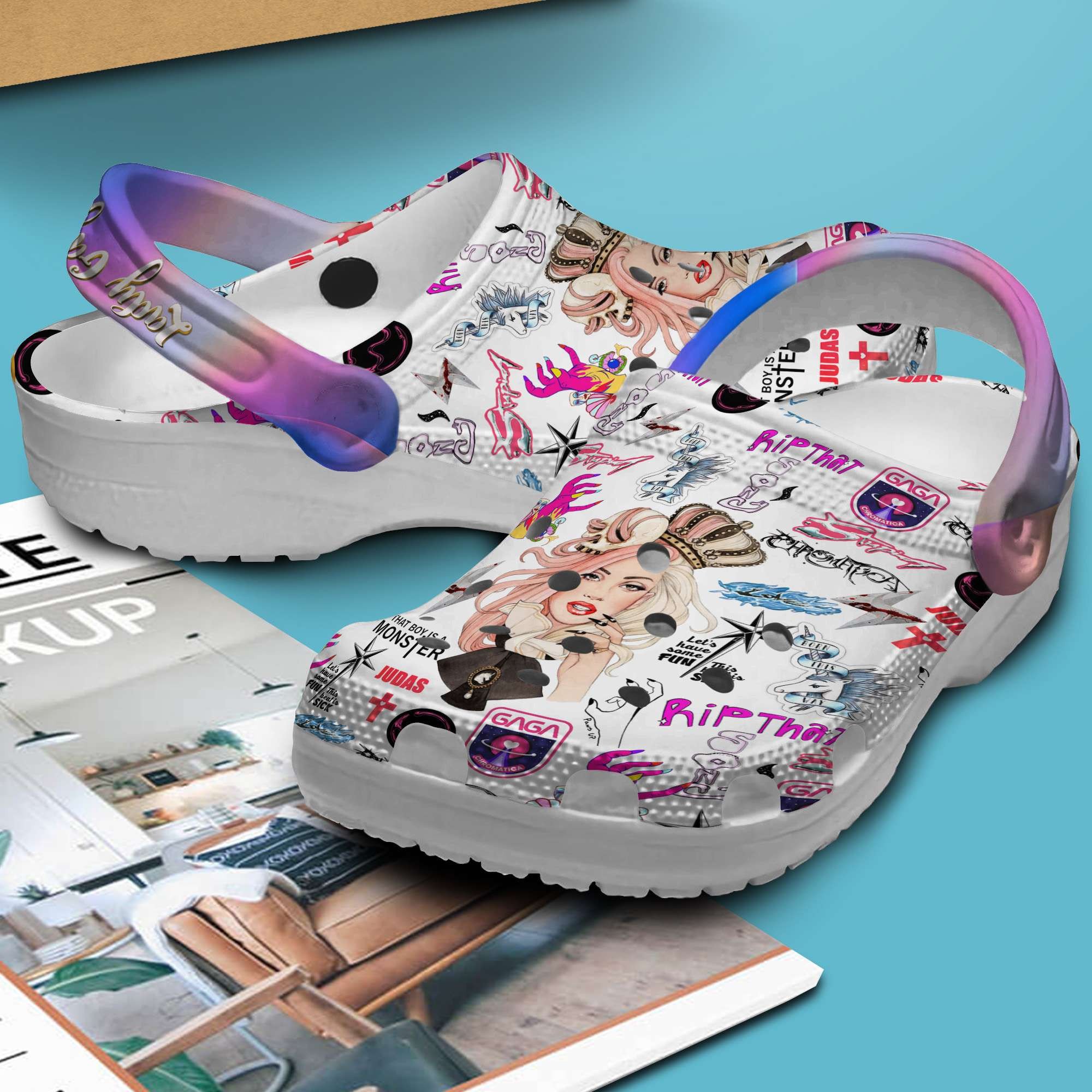 Merchidea Lady Gaga Music Crocs Crocband Clogs Shoes Comfortable For Men Women and Kids