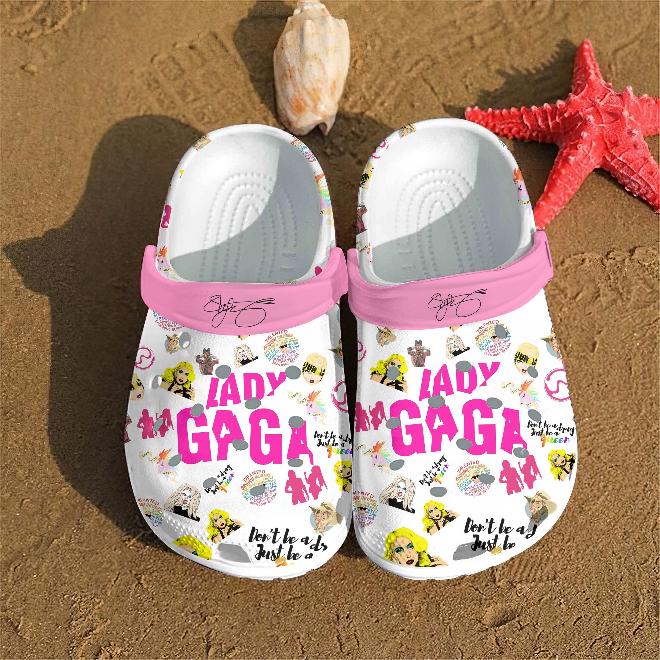 Merchidea Lady Gaga Music Crocs Crocband Clogs Shoes Comfortable For Men Women and Kids