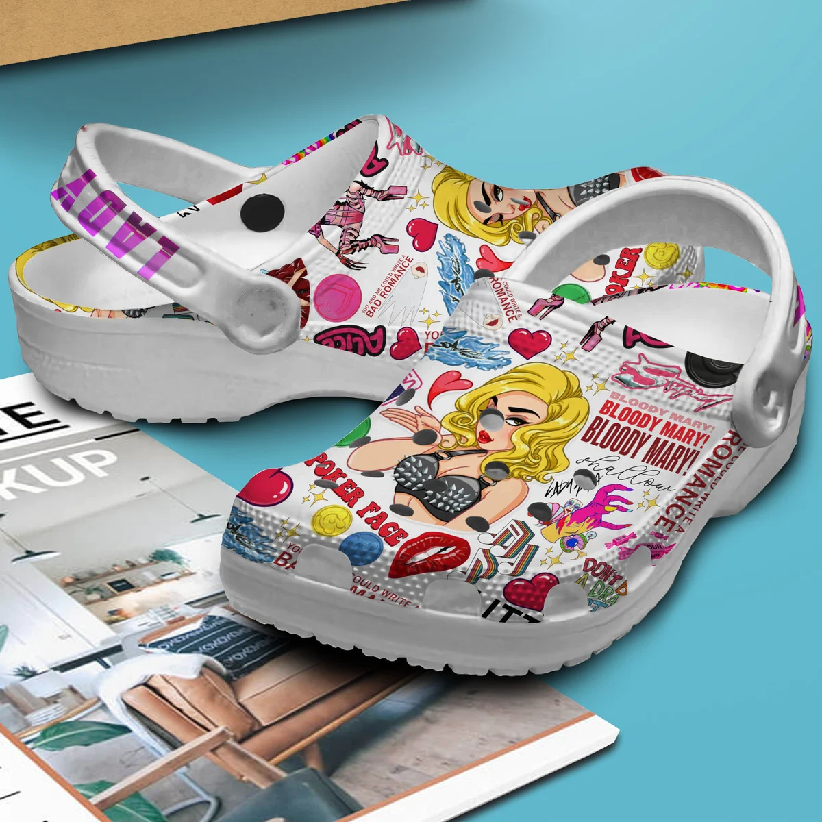 Merchidea Lady Gaga Singer Music Crocs Crocband Clogs Shoes Comfortable For Men Women and Kids