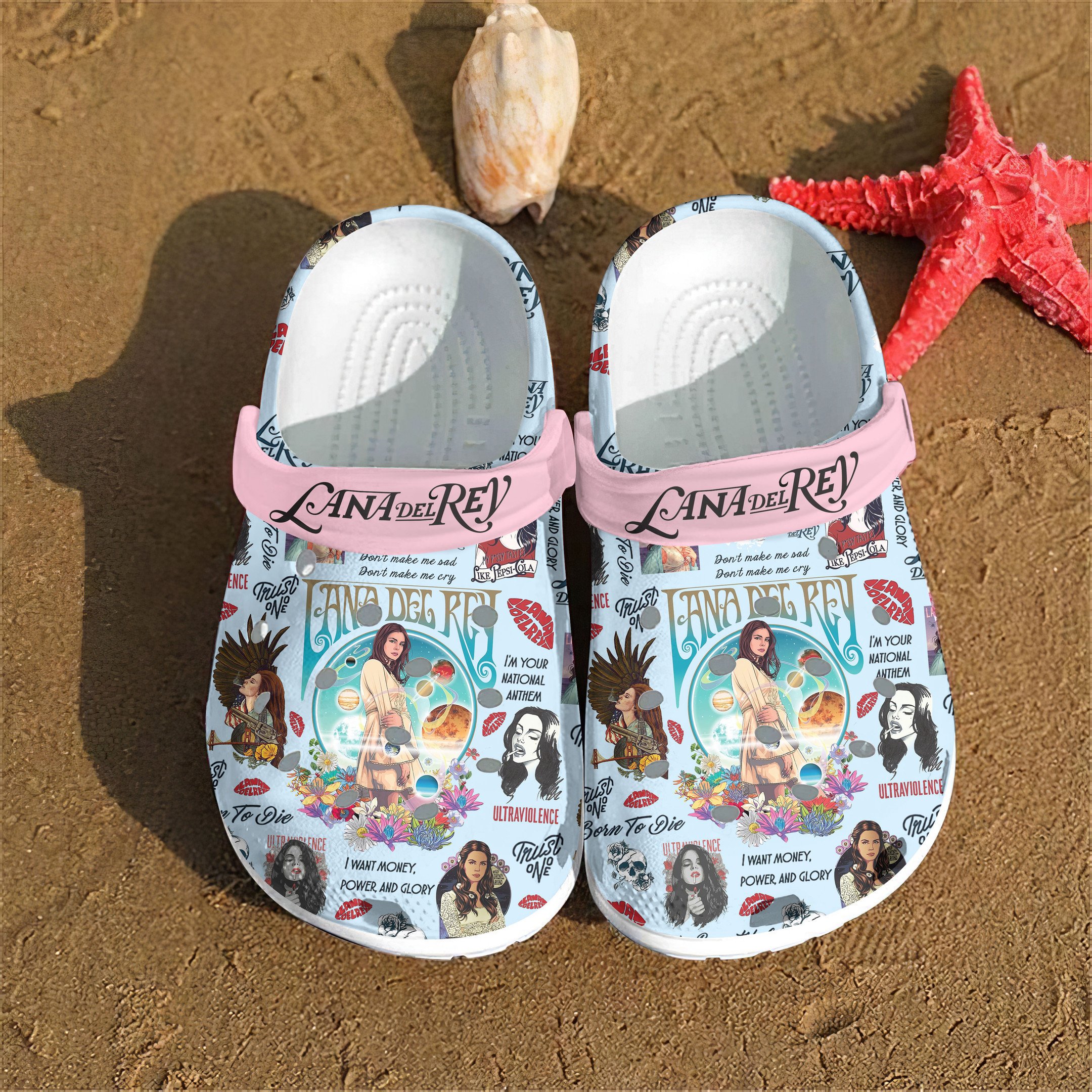 Merchidea Lana Del Rey Music Crocs Crocband Clogs Shoes Comfortable For Men Women and Kids