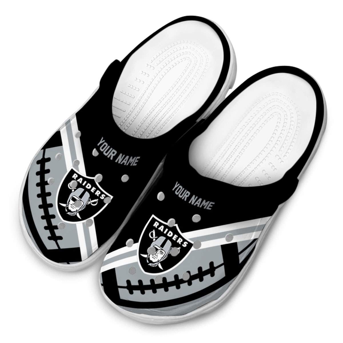 Merchidea Las Vegas Raiders NFL Sport Crocs Crocband Clogs Shoes Comfortable For Men Women and Kids