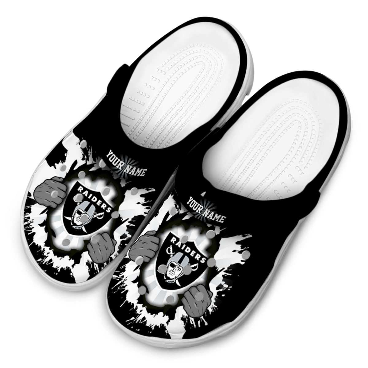 Merchidea Las Vegas Raiders NFL Sport Crocs Crocband Clogs Shoes Comfortable For Men Women and Kids