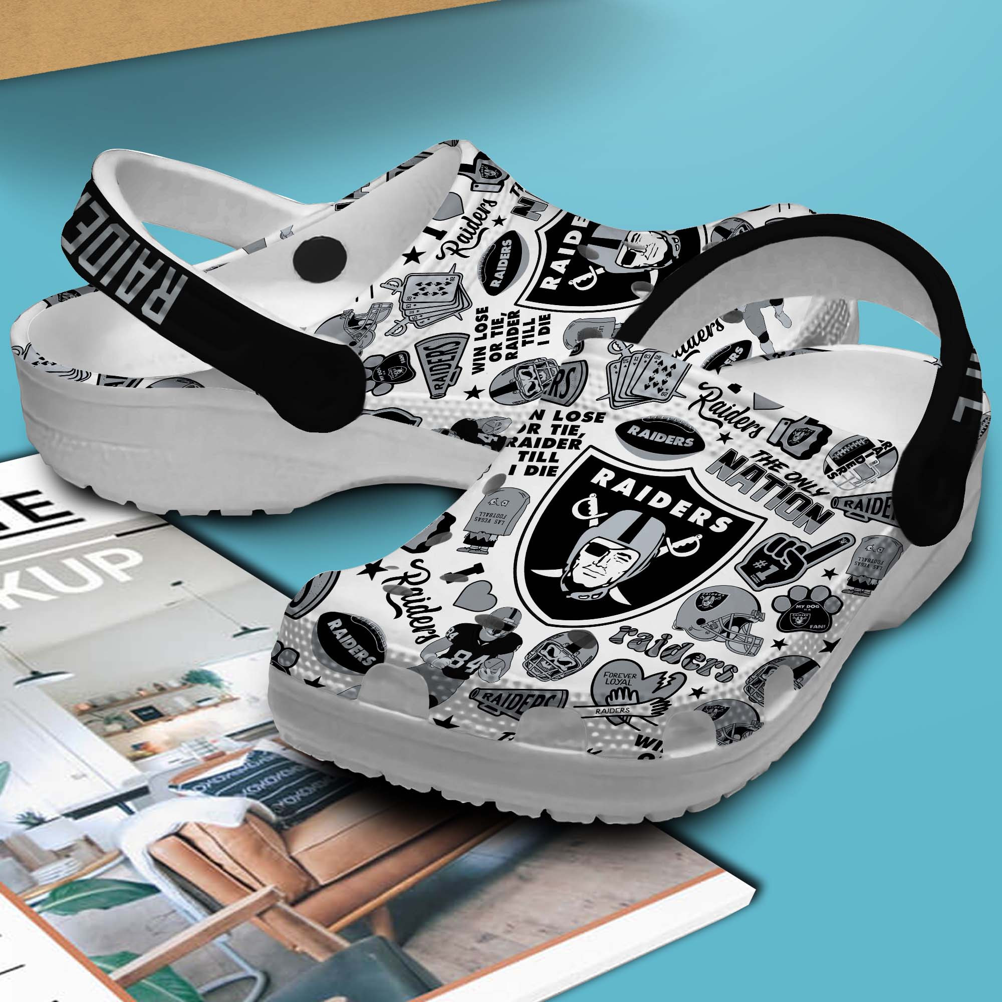 Merchidea Las Vegas Raiders NFL Sport Crocs Crocband Clogs Shoes Comfortable For Men Women and Kids