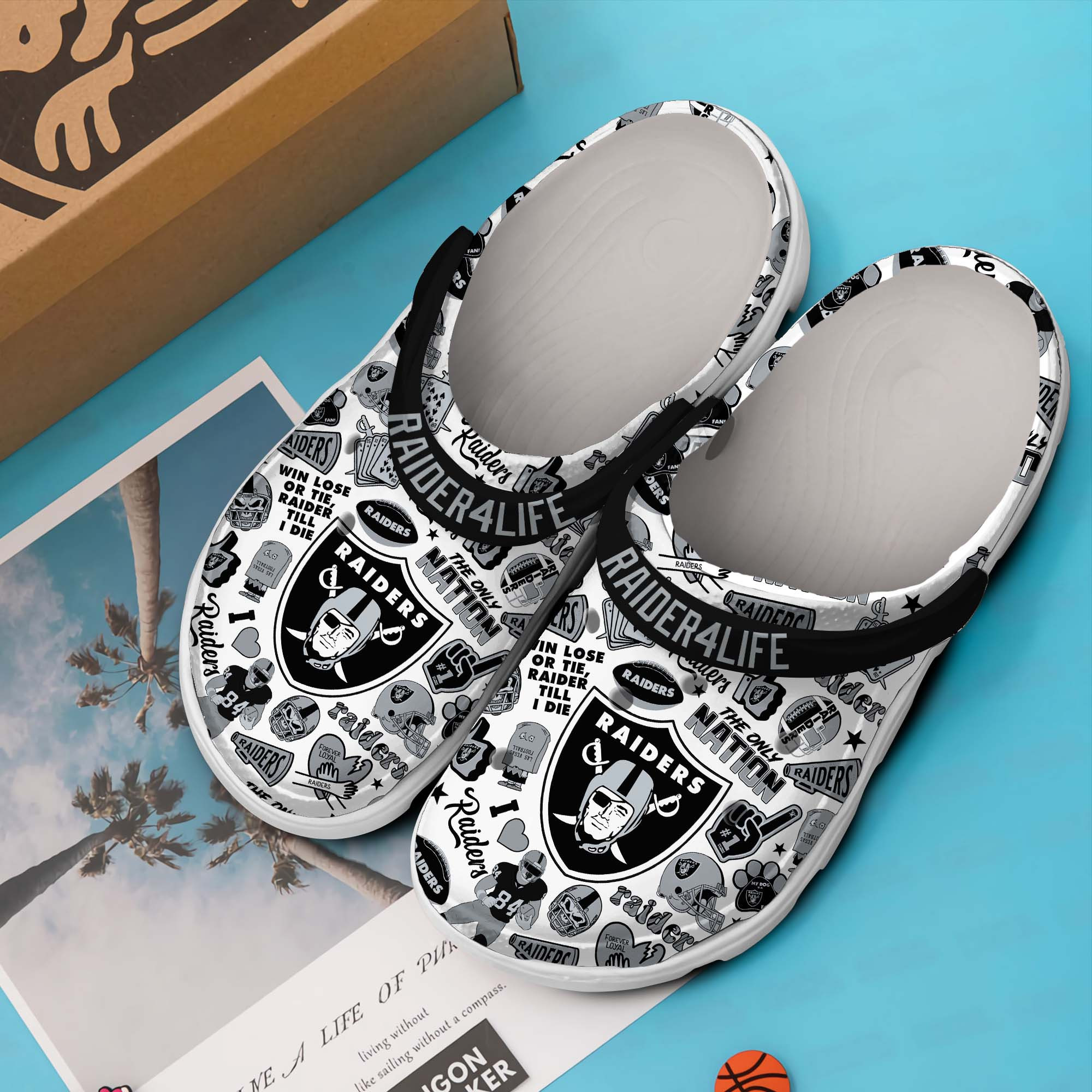 Merchidea Las Vegas Raiders NFL Sport Crocs Crocband Clogs Shoes Comfortable For Men Women and Kids