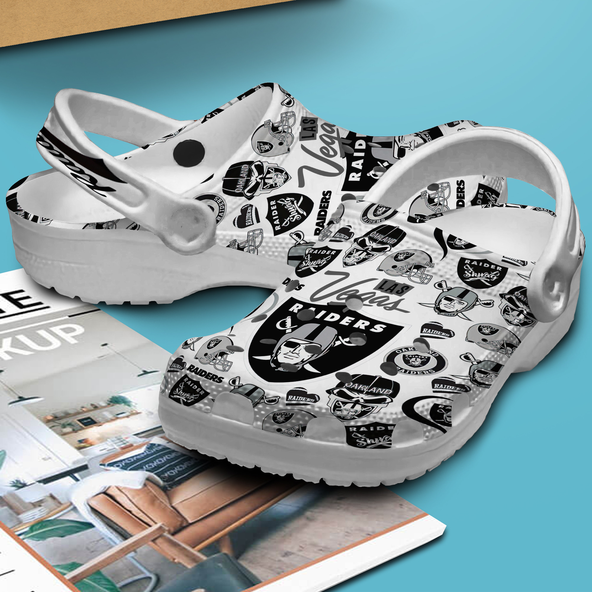 Merchidea Las Vegas Raiders NFL Sport Crocs Crocband Clogs Shoes Comfortable For Men Women and Kids