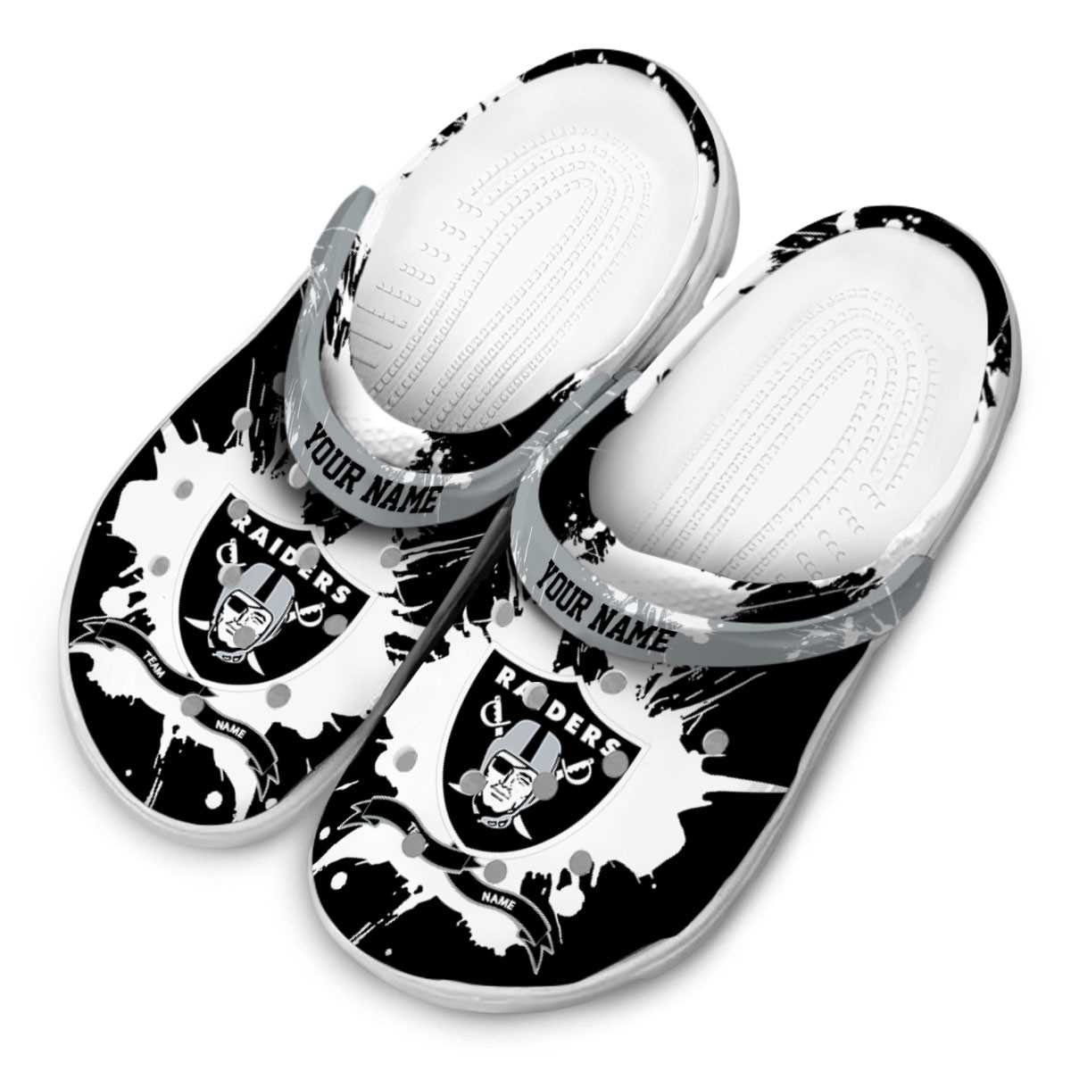 Merchidea Las Vegas Raiders NFL Sport Crocs Crocband Clogs Shoes Comfortable For Men Women and Kids