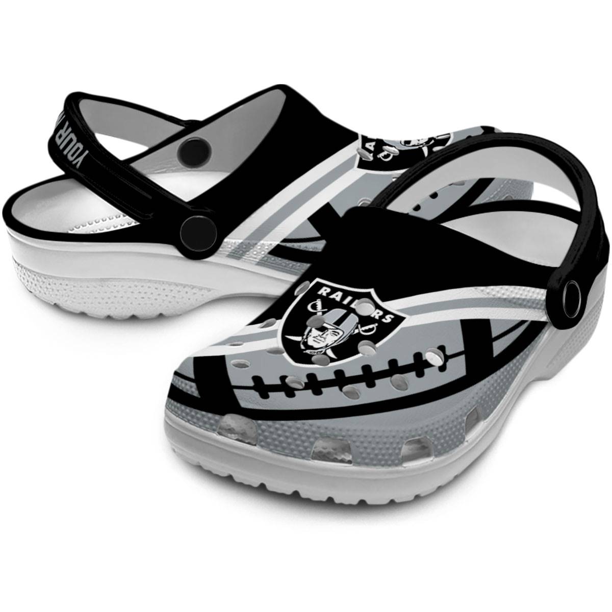 Merchidea Las Vegas Raiders NFL Sport Crocs Crocband Clogs Shoes Comfortable For Men Women and Kids