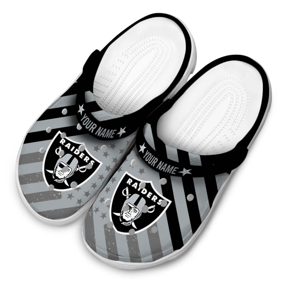 Merchidea Las Vegas Raiders NFL Sport Crocs Crocband Clogs Shoes Comfortable For Men Women and Kids