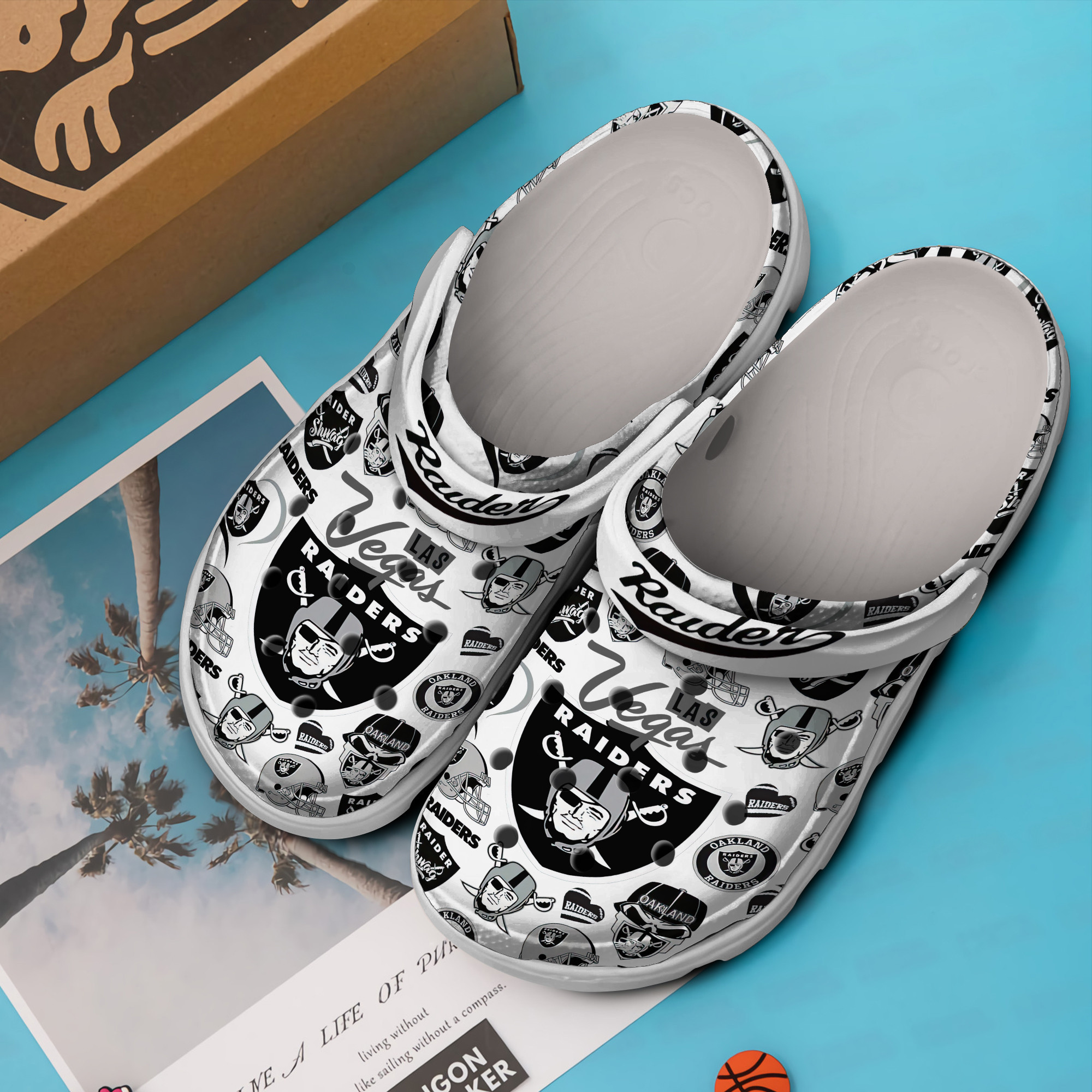 Merchidea Las Vegas Raiders NFL Sport Crocs Crocband Clogs Shoes Comfortable For Men Women and Kids