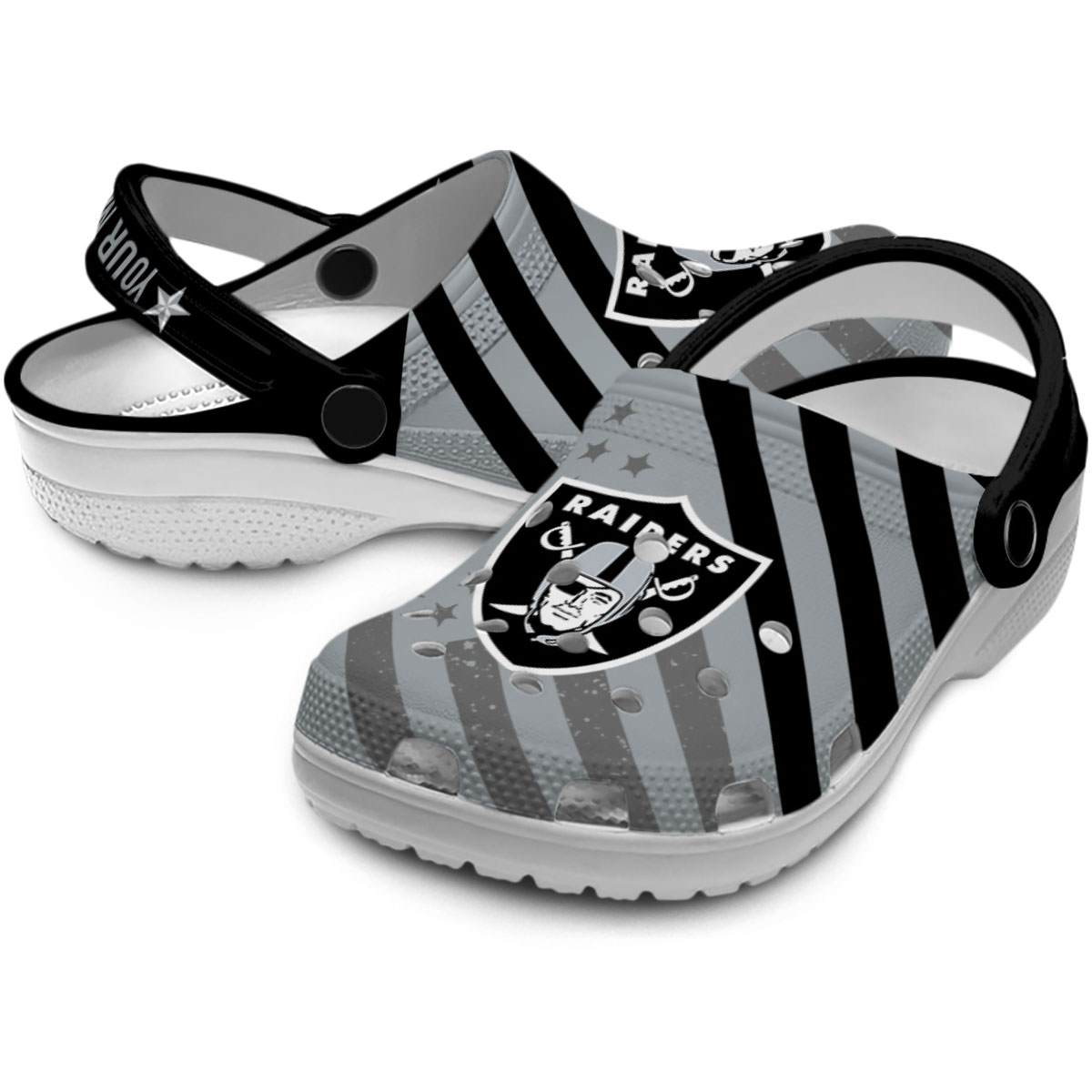 Merchidea Las Vegas Raiders NFL Sport Crocs Crocband Clogs Shoes Comfortable For Men Women and Kids