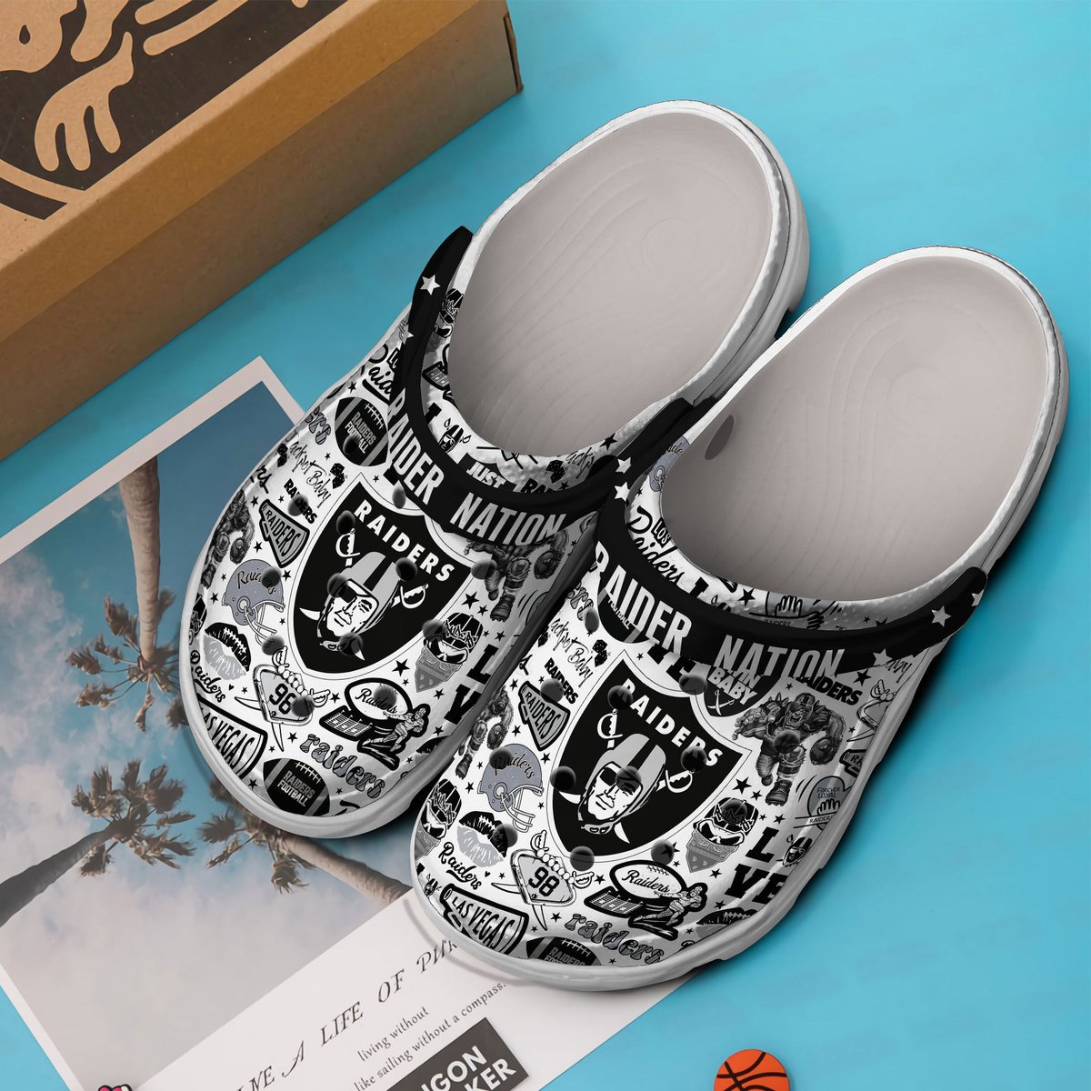 Merchidea Las Vegas Raiders NFL Sport Crocs Crocband Clogs Shoes Comfortable For Men Women and Kids