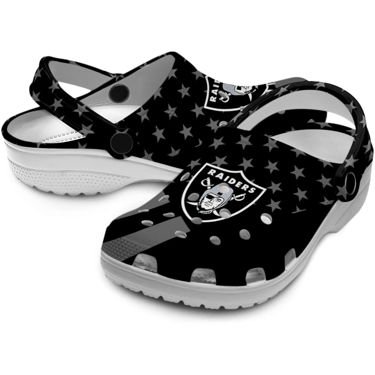 Merchidea Las Vegas Raiders NFL Sport Crocs Crocband Clogs Shoes Comfortable For Men Women and Kids