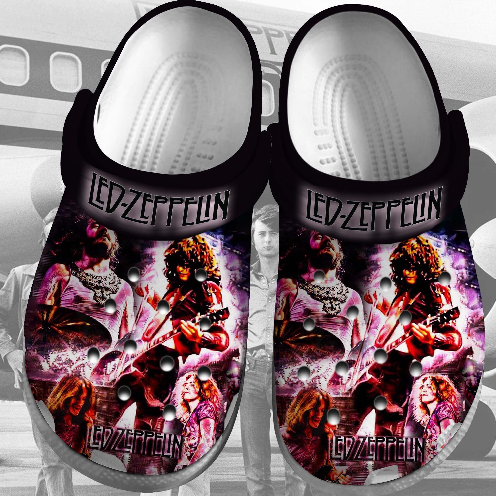 Merchidea Led Zeppelin Band Music Crocs Crocband Clogs Shoes Comfortable For Men Women and Kids