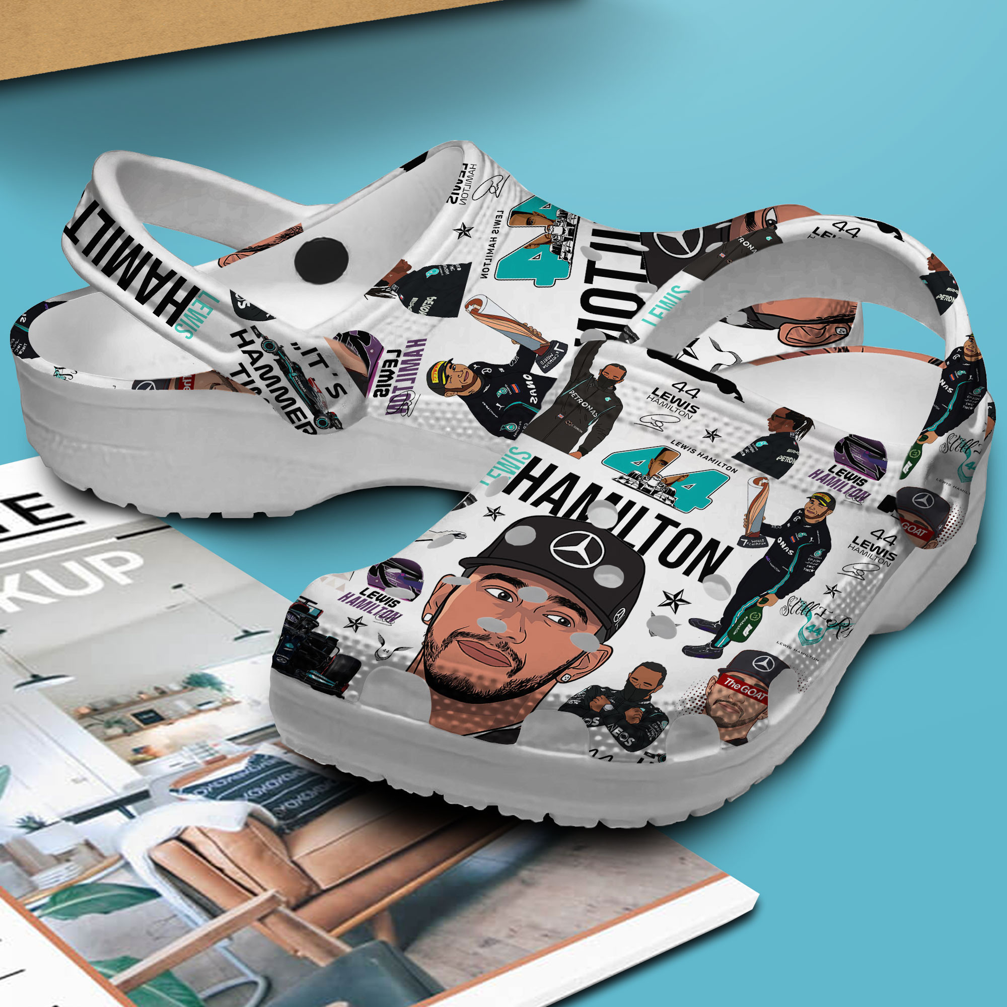 Merchidea Lewis Hamilton F1 Sport Crocs Crocband Clogs Shoes Comfortable For Men Women and Kids