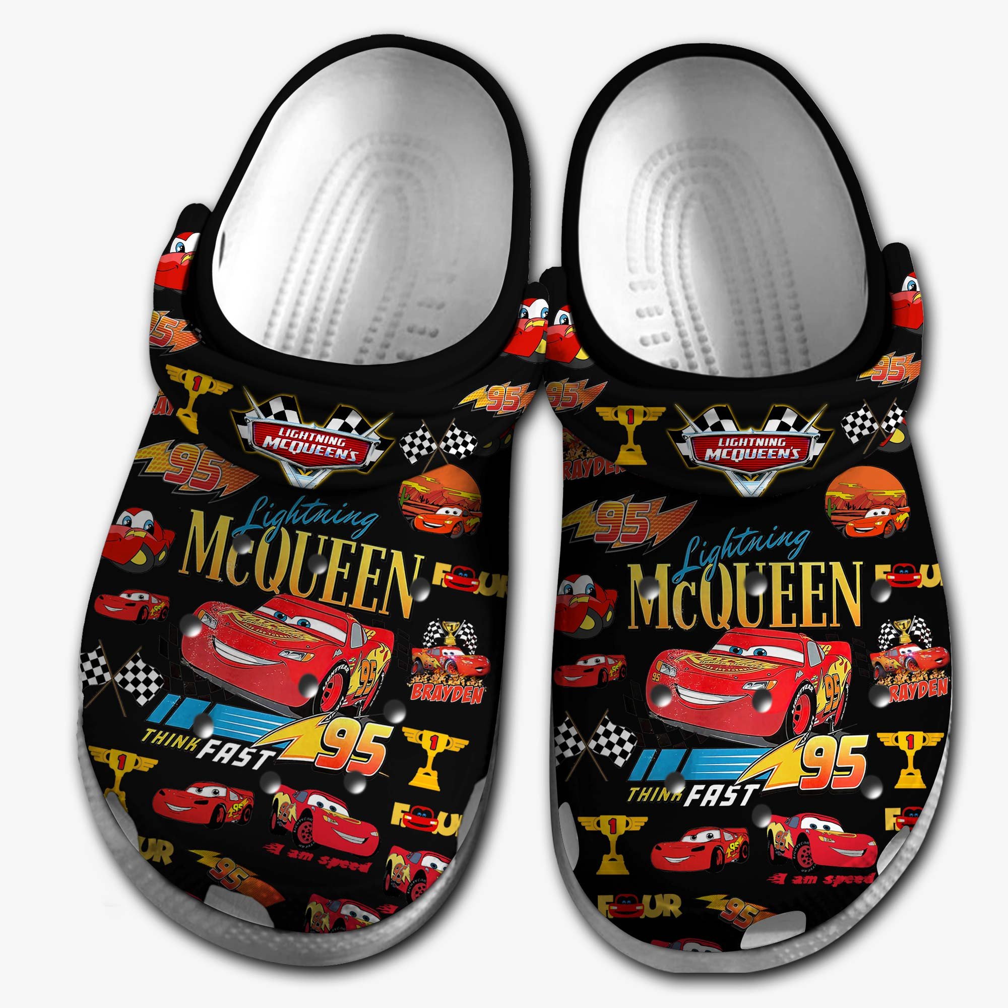 Merchidea Lightning Mcqueen Cartoon Crocs Crocband Clogs Shoes Comfortable For Men Women and Kids
