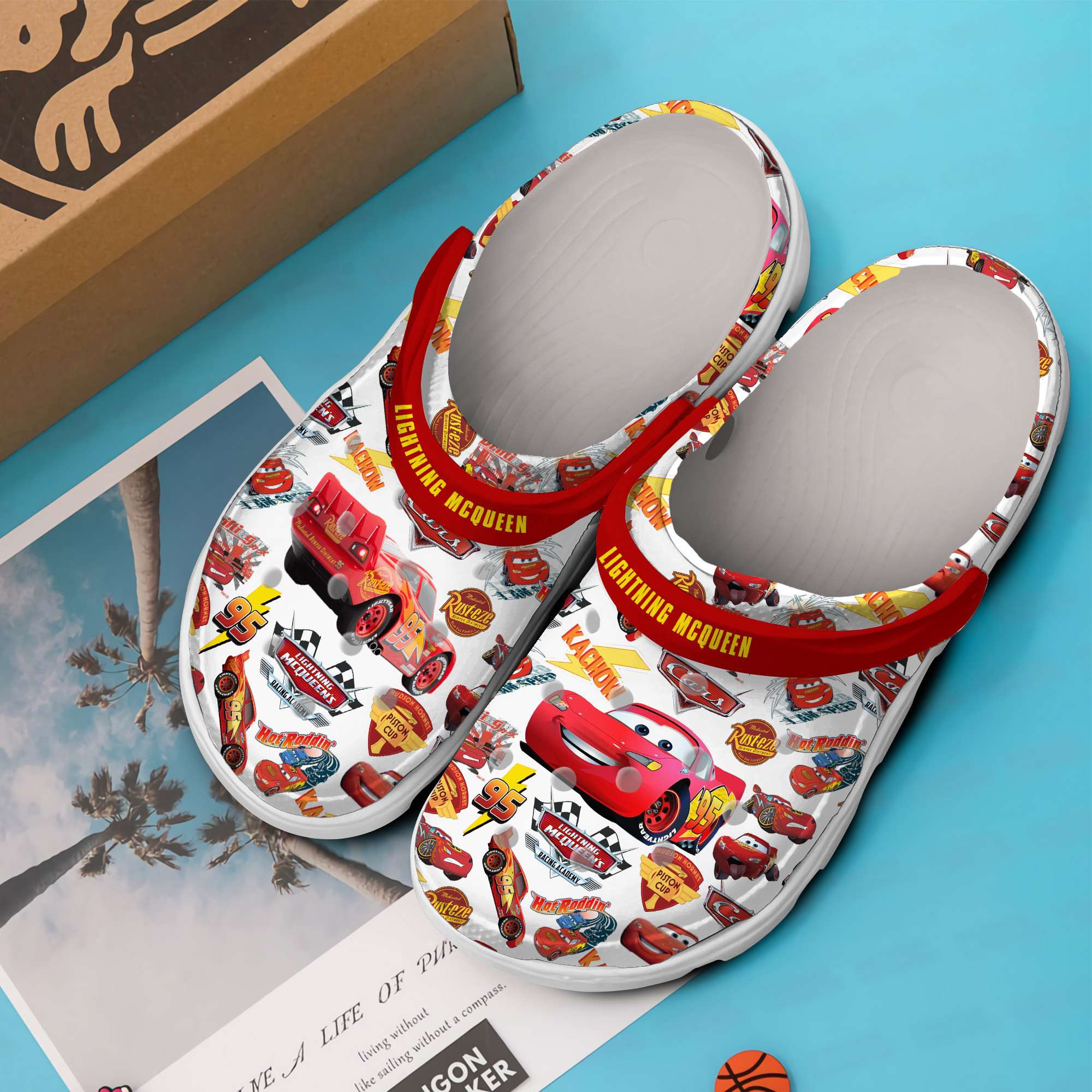 Merchidea Lightning Mcqueen Cartoon Crocs Crocband Clogs Shoes Comfortable For Men Women and Kids