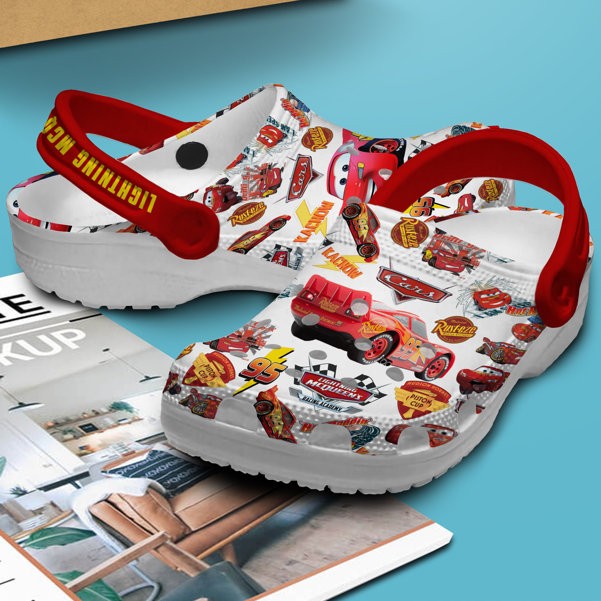 Merchidea Lightning Mcqueen Cartoon Crocs Crocband Clogs Shoes Comfortable For Men Women and Kids