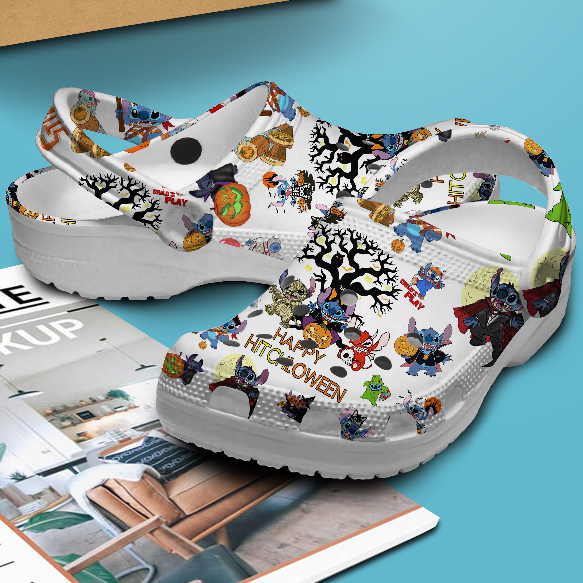 Merchidea Lilo and Stitch Cartoon Crocs Crocband Clogs Shoes Comfortable For Men Women and Kids