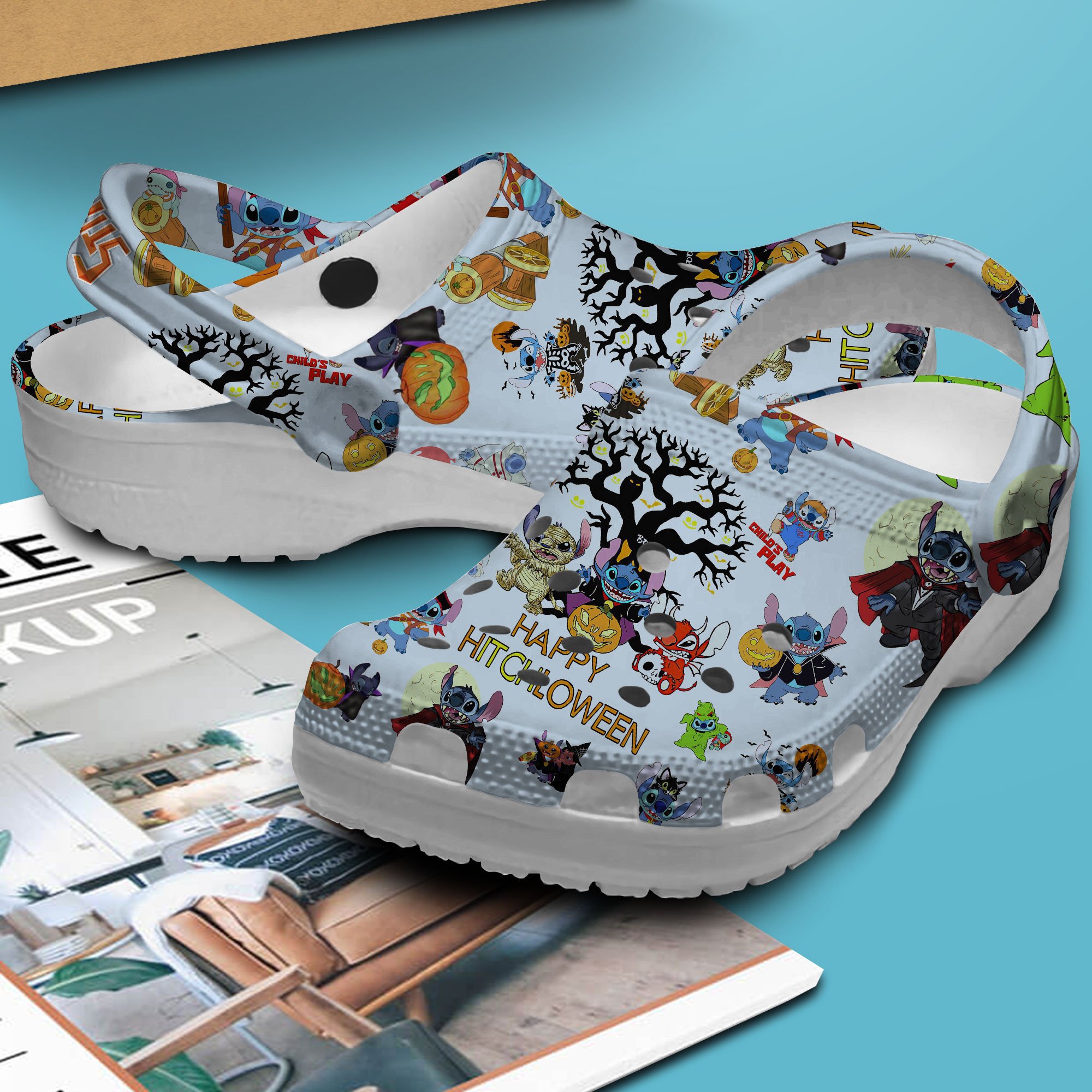 Merchidea Lilo and Stitch Cartoon Crocs Crocband Clogs Shoes Comfortable For Men Women and Kids