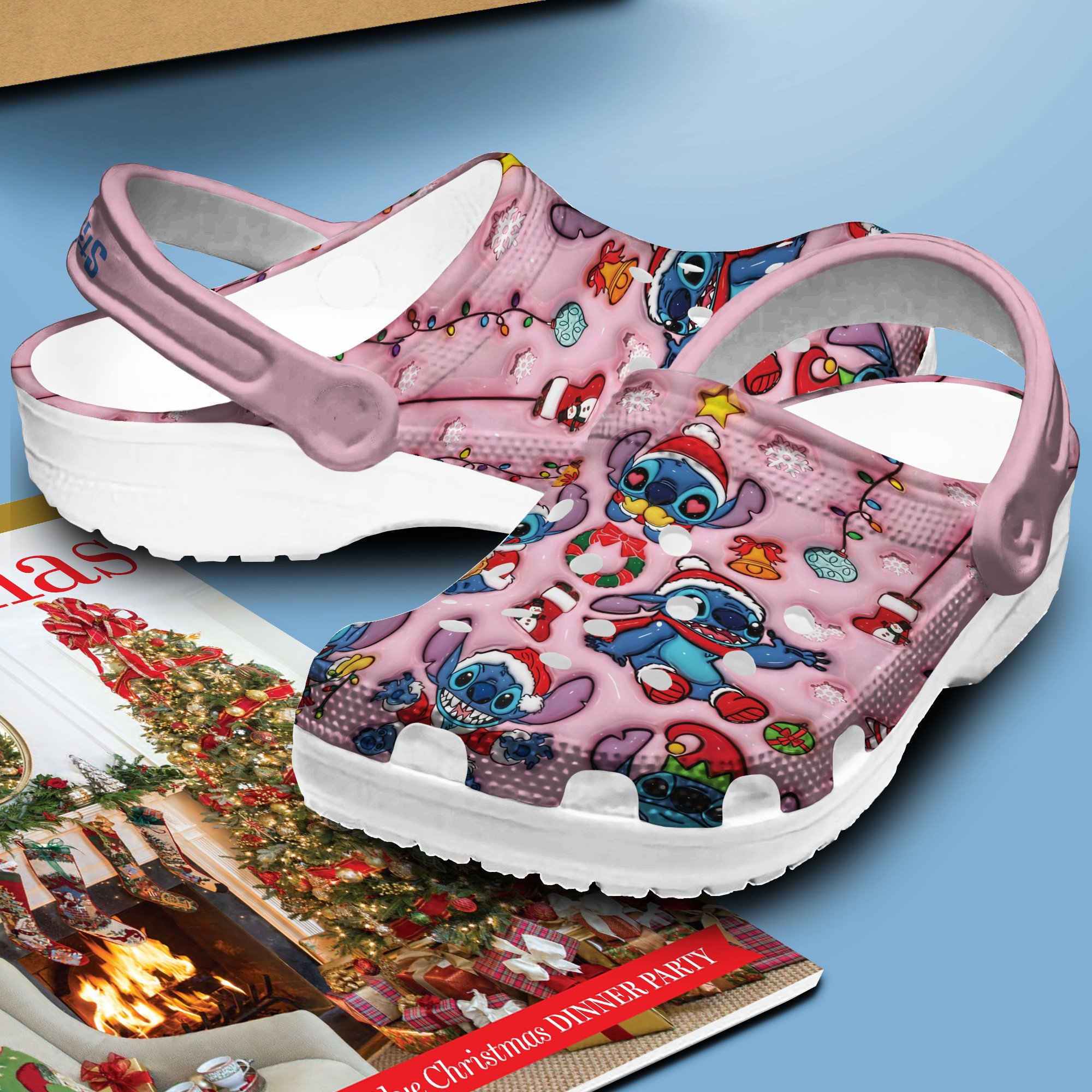 Merchidea Lilo And Stitch Christmas Disney Cartoon Crocs Crocband Clogs Shoes Comfortable For Men Women and Kids