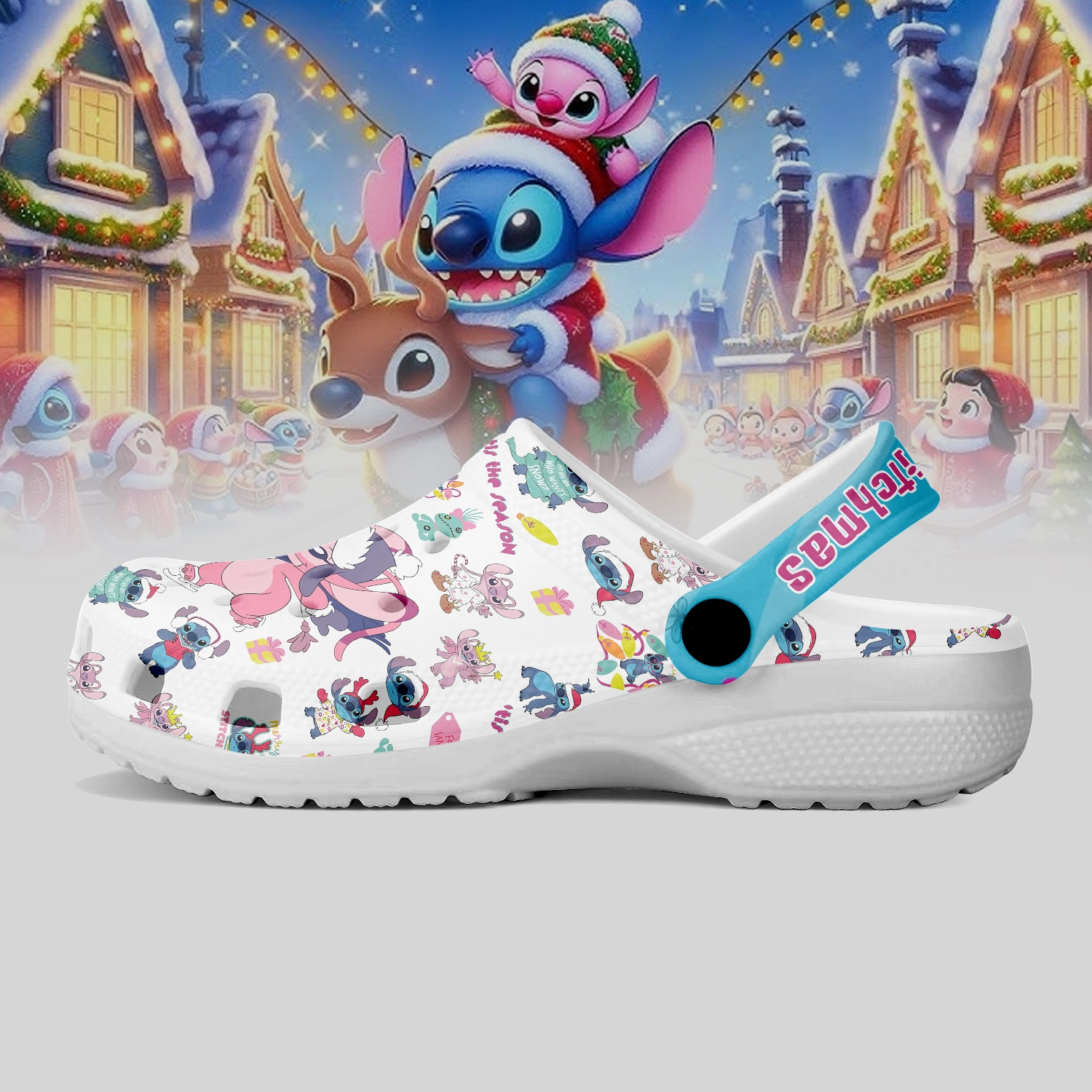 Merchidea Lilo & Stitch x Christmas Cartoon Crocs Crocband Clogs Shoes Comfortable For Men Women and Kids