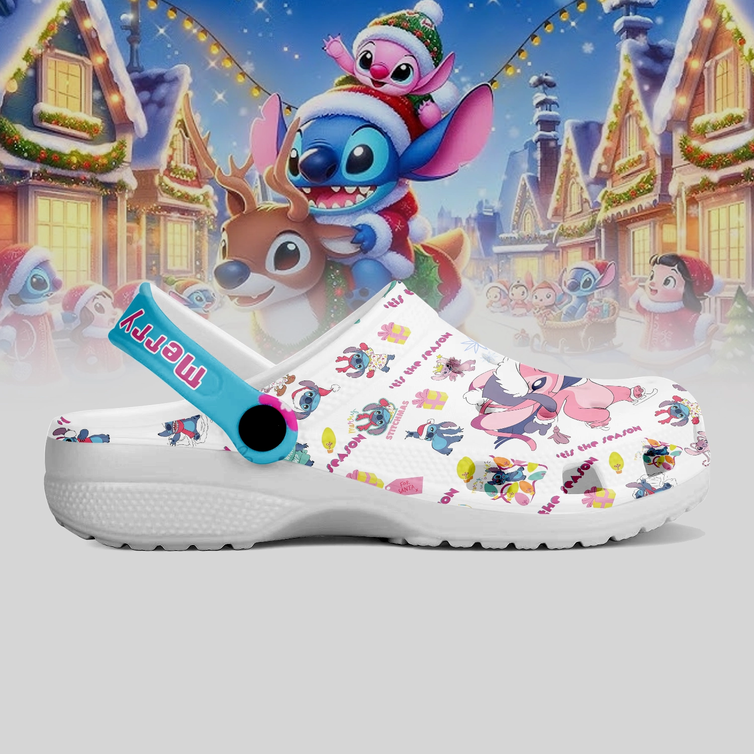 Merchidea Lilo & Stitch x Christmas Cartoon Crocs Crocband Clogs Shoes Comfortable For Men Women and Kids