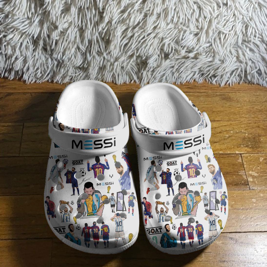 Merchidea Lionel Messi Football Soccer Sport Crocs Crocband Clogs Shoes Comfortable For Men Women and Kids