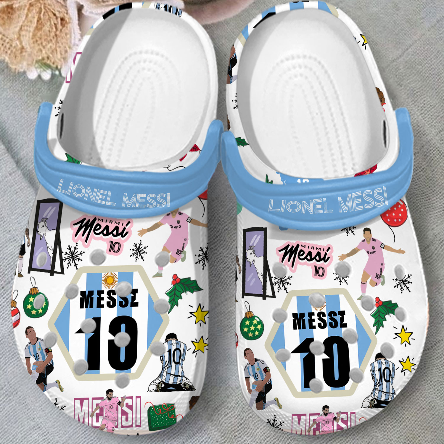 Merchidea Lionel Messi Football Soccer Sport Crocs Crocband Clogs Shoes Comfortable For Men Women and Kids