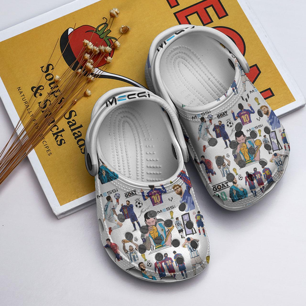 Merchidea Lionel Messi Football Soccer Sport Crocs Crocband Clogs Shoes Comfortable For Men Women and Kids