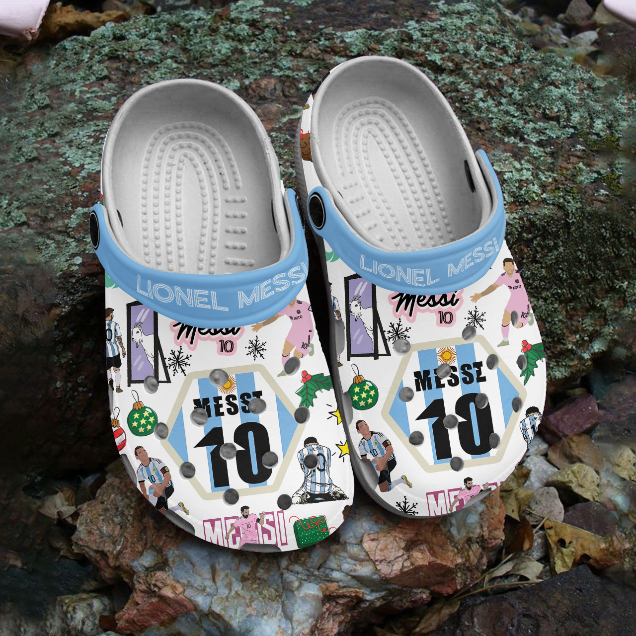 Merchidea Lionel Messi Football Soccer Sport Crocs Crocband Clogs Shoes Comfortable For Men Women and Kids