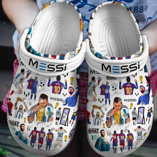 Merchidea Lionel Messi Football Soccer Sport Crocs Crocband Clogs Shoes Comfortable For Men Women and Kids