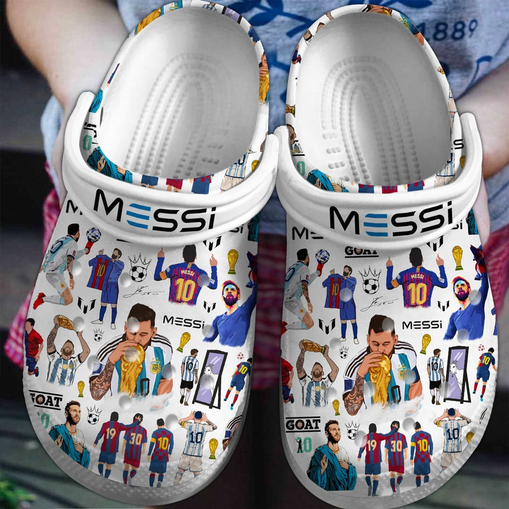 Merchidea Lionel Messi Football Soccer Sport Crocs Crocband Clogs Shoes Comfortable For Men Women and Kids