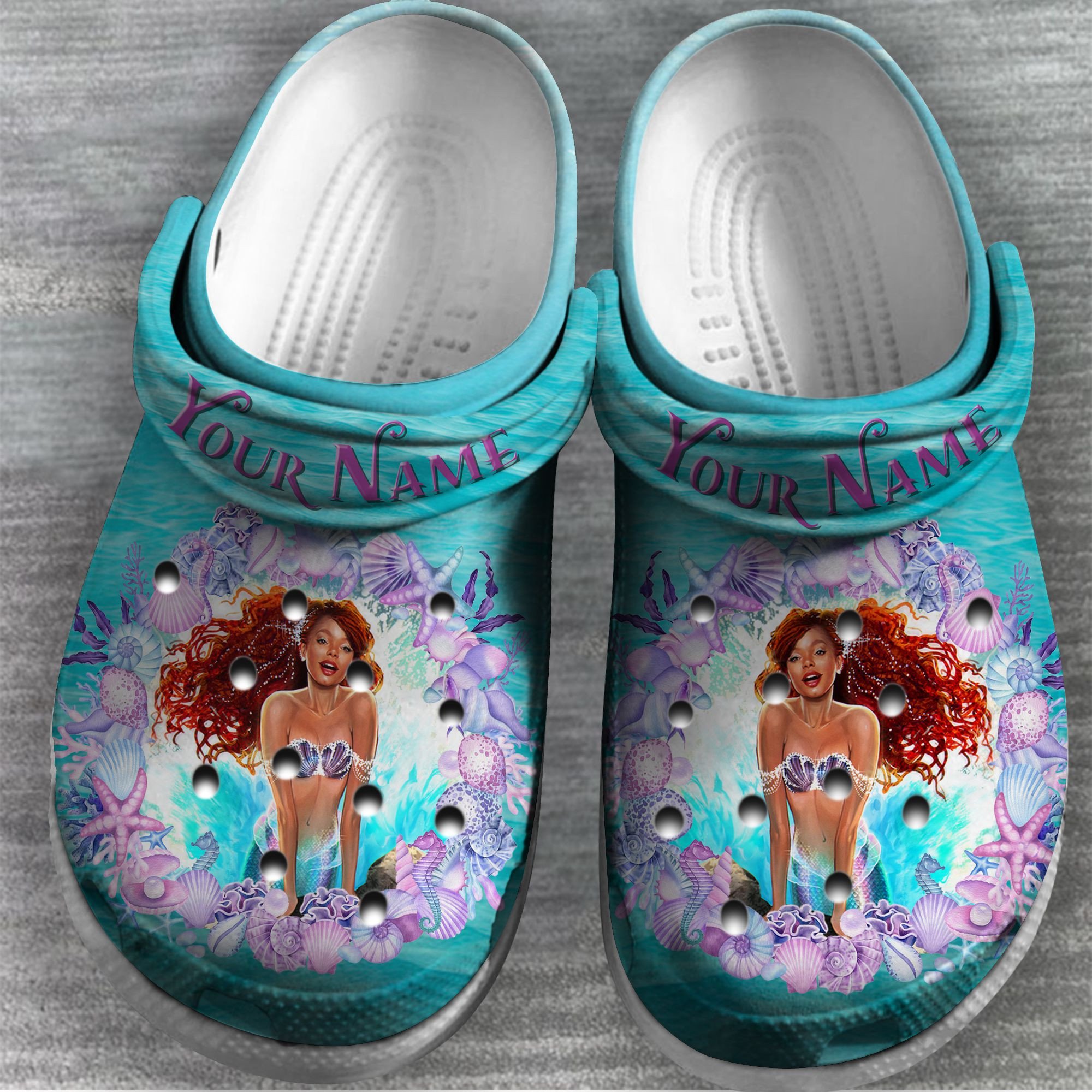 Merchidea Little Mermaid Movie Cartoon Crocs Crocband Clogs Shoes Comfortable For Men Women and Kids