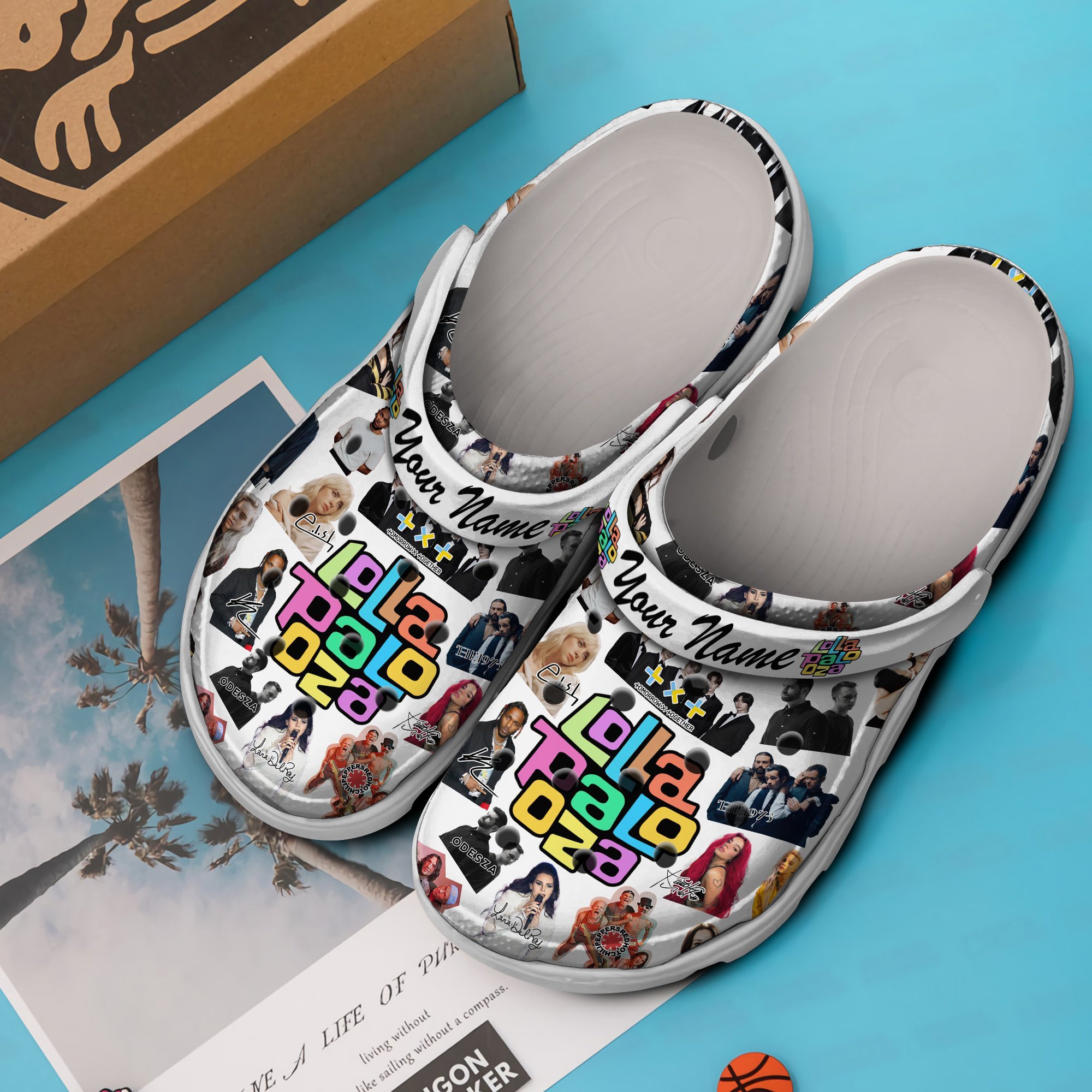 Merchidea Lollapalooza Music Crocs Crocband Clogs Shoes Comfortable For Men Women and Kids
