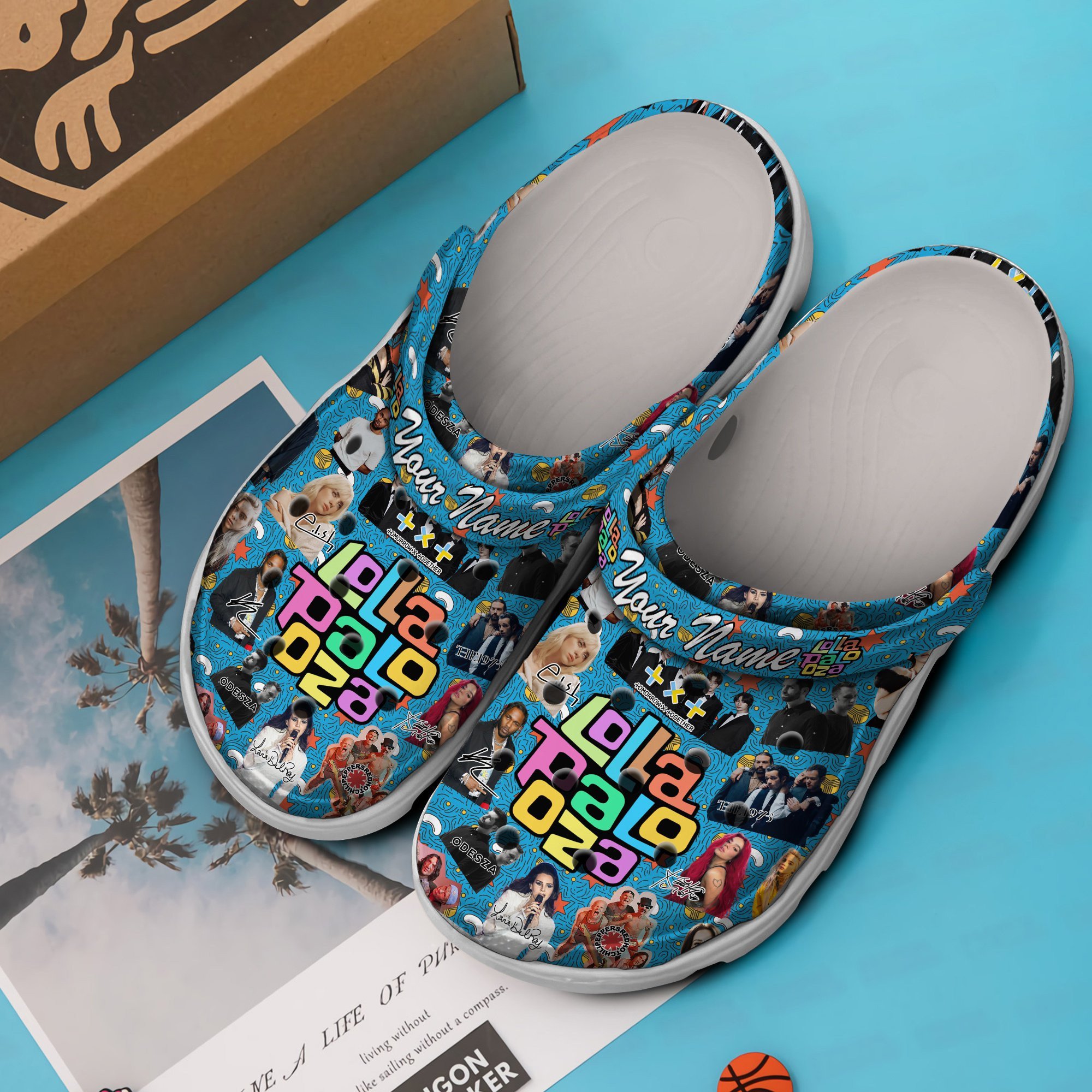 Merchidea Lollapalooza Music Crocs Crocband Clogs Shoes Comfortable For Men Women and Kids