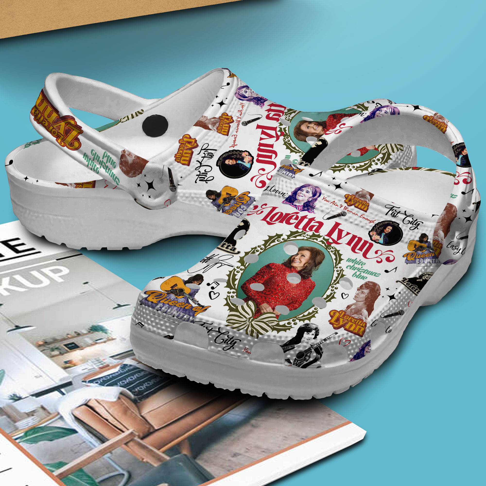 Merchidea Loretta Lynn Music Crocs Crocband Clogs Shoes Comfortable For Men Women and Kids