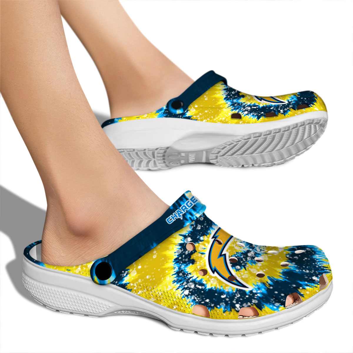 Merchidea Los Angeles Chargers NFL Sport Crocs Crocband Clogs Shoes Comfortable For Men Women and Kids